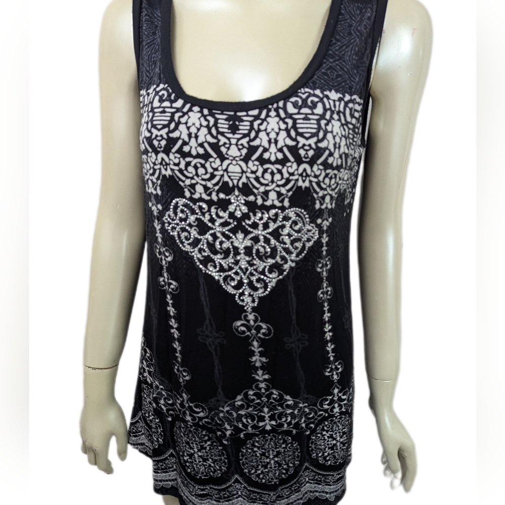 B.L.E.U.Beautiful Black Bling Bohemian Blouse Medium